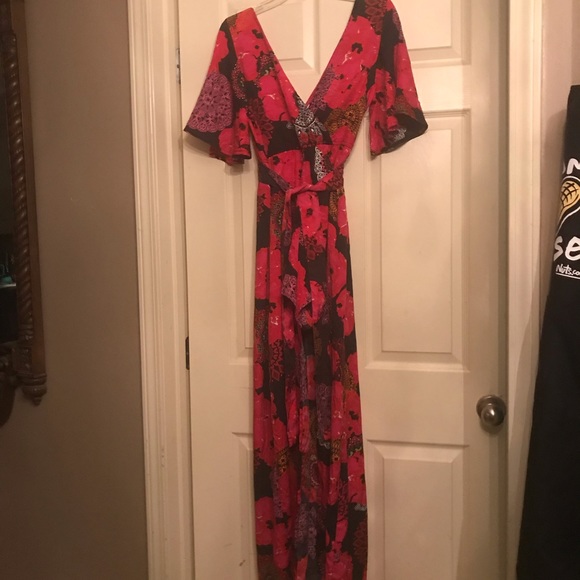 Floral skirt romper red & black - Picture 2 of 7